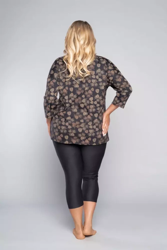 Piżama Damska 3/4 rękaw, 3/4 spodnie Pinnia Italian Fashion - druk/grafitowy