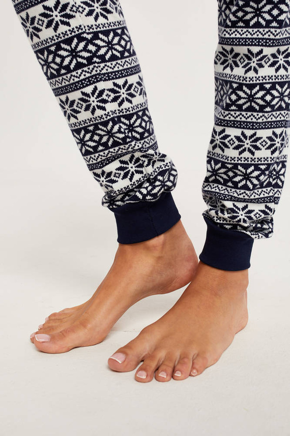 Piżama Damska długi rękaw, długie spodnie Arktyka Italian Fashion - granat/druk