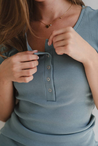 Bluzka ciążowa i do karmienia Tummy z krótkim rękawem Milk&Love patynowa 