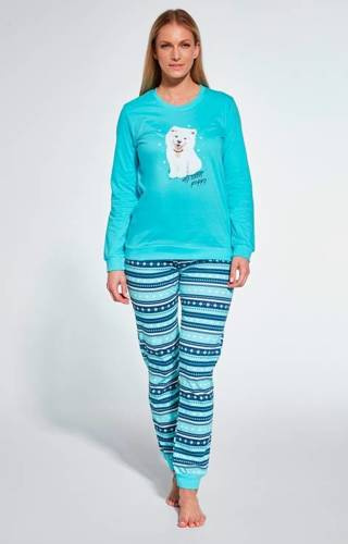 Cornette Piżama damska 671/345 Sweet Puppy - turkusowy