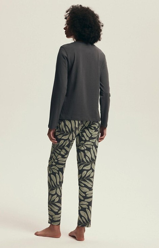 Bawełniana piżama damska Henderson Danna 43685 grey  – długi rękaw i spodnie