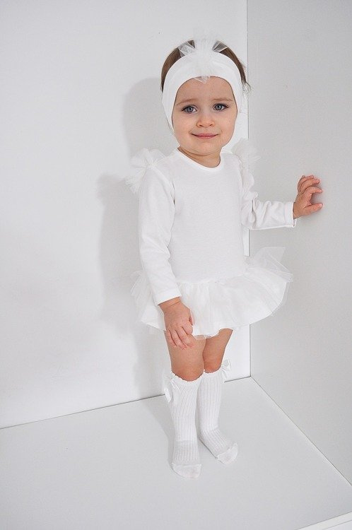 551219107 Sukienko-body długi rękaw "Prima balerina" Oscar Kids - ecru