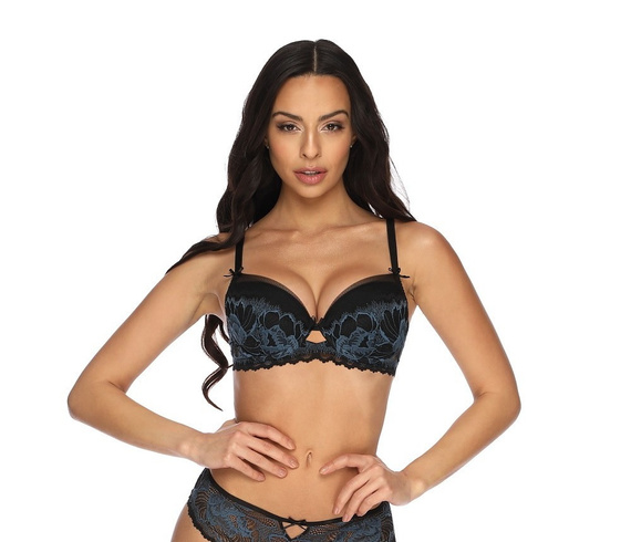 Angel Biustonosz push-up M-3329/11 Mat czarny-niebieski