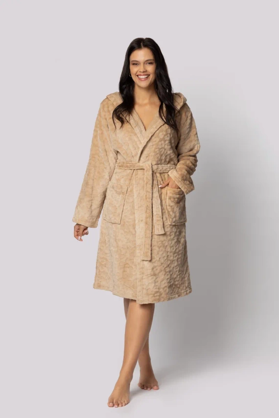 Szlafrok damski Leopard Envie beige