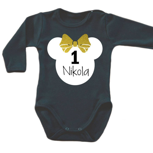 "1 urodziny roczek" body długi rękaw Moocha czerwony