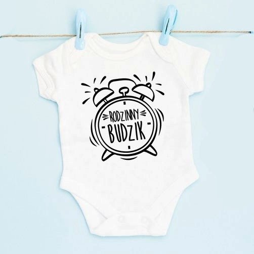"Budzik rodzinny" body krótki rękaw Moocha czarny