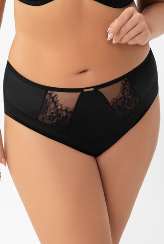 Figi Gorsenia K 938 Evia czarne – wygodne figi z haftem na co dzień