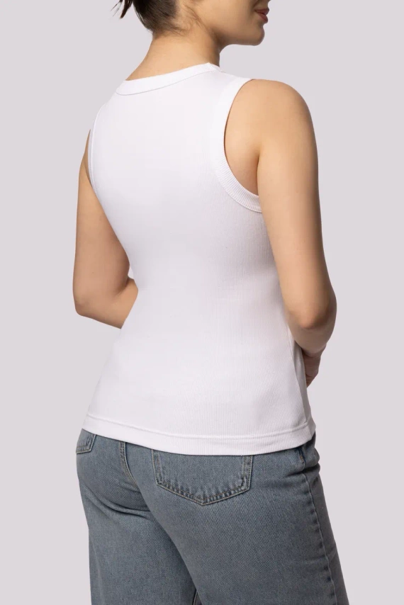 Koszulka damska bez rękawków Tank top ribben Mona biały