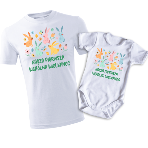 Koszulka męska "Nasza pierwsza wspólna Wielkanoc" Moocha biały