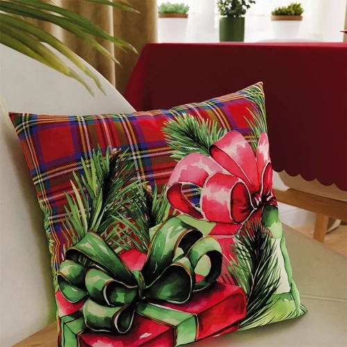 Poszewka świąteczna Prezenty Markizeta czerwony