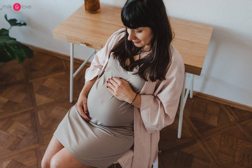 Bambusowa koszula nocna ciążowa i do karmienia Moon Milk&Love eukaliptus