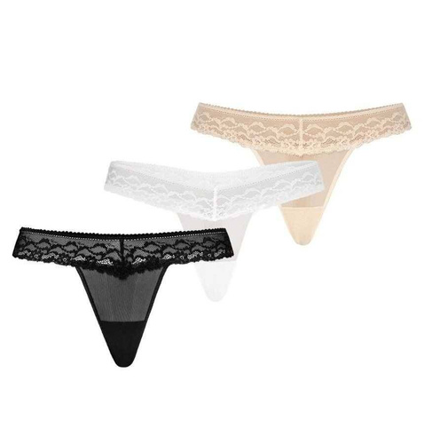 Wielopak Stringi damskie z koronką Leo Teyli - czerwony/czarny/biały