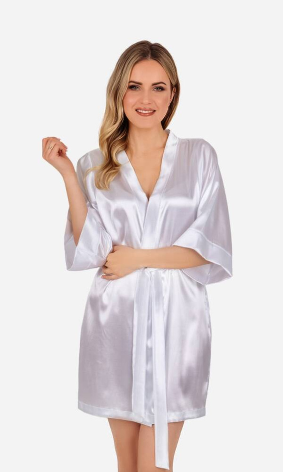 Szlafrok damski satynowy Vesna ByShelly - biały