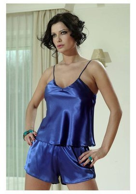 Karen Komplet piżamka damska satyna DKaren - Modrak