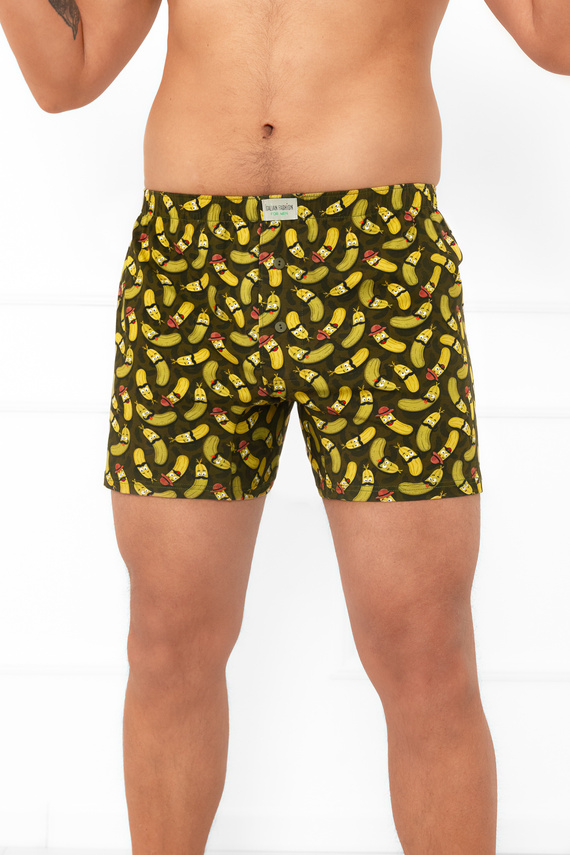 Bokserki męskie Maksym Italian Fashion – bawełna, luźny krój, nadruk ogórków