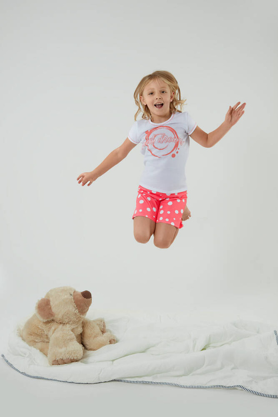 Piżama dla dziewczynki Raba Italian Fashion - biały/druk malinowy