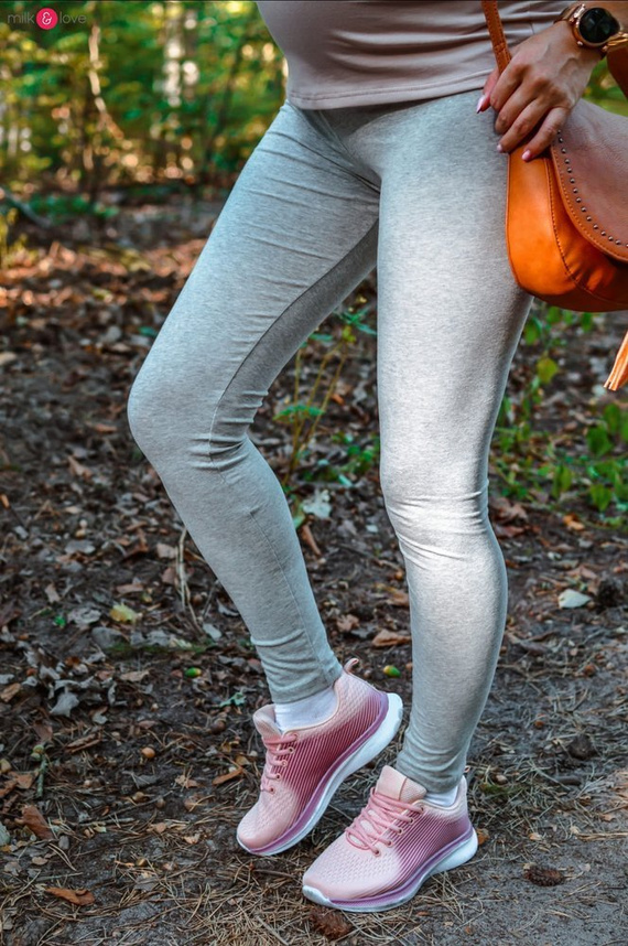 Legginsy długie z niskim pasem Milk&Love jasny szary melanż