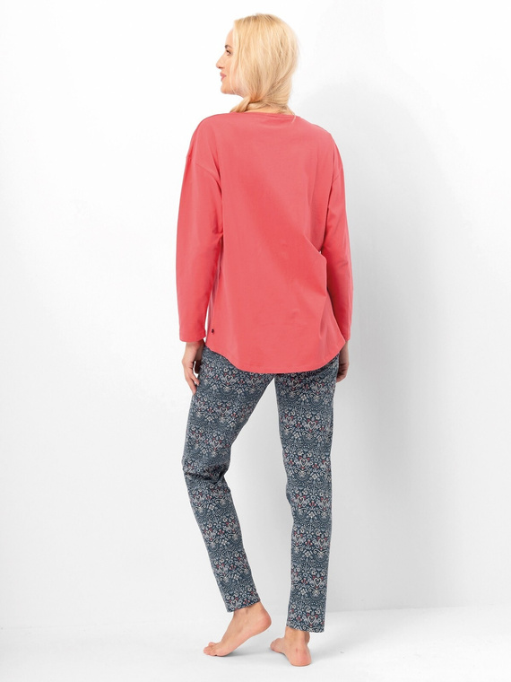 Piżama damska LNS 703 Key – bawełniana, długi rękaw, komplet