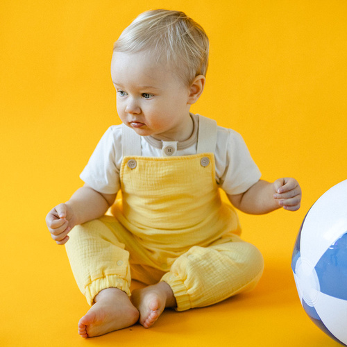 Ogrodniczki muślinowe Elephant Eevi - żółty