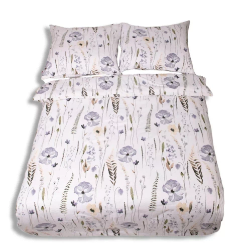 Pościel flanelowa kwiaty F-90 Matex biały/niebieski 