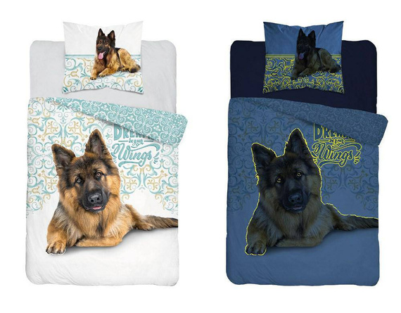 Pościel bawełniana świecąca w ciemności owczarek niemiecki 4023 A Fluo 133 Detexpol