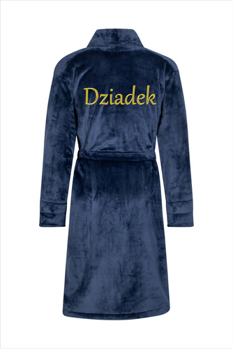 Szlafrok męski Dziadek ByShelly - granatowy/złoty