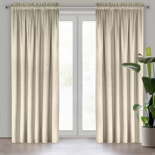 Zasłona welurowa na taśmie Melanie Eurofirany kremowy 