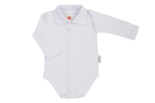 Body długi rękaw z kołnierzykiem "Organic Boy" Makoma biały