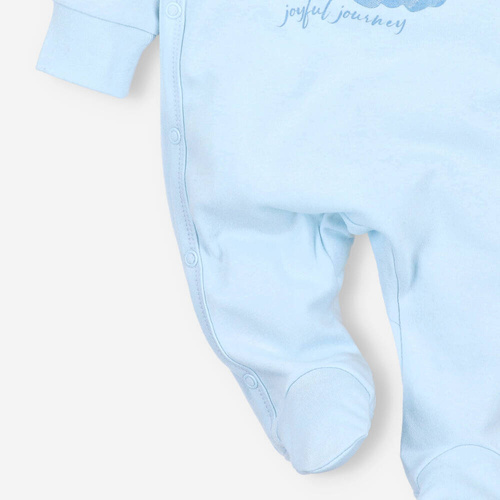 Pajacyk chłopięcy bawełniany Samoloty Nini błękitny 