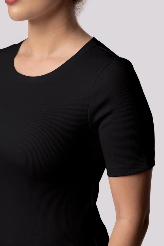 Koszulka damska w prążek Ribbed Mona czarny