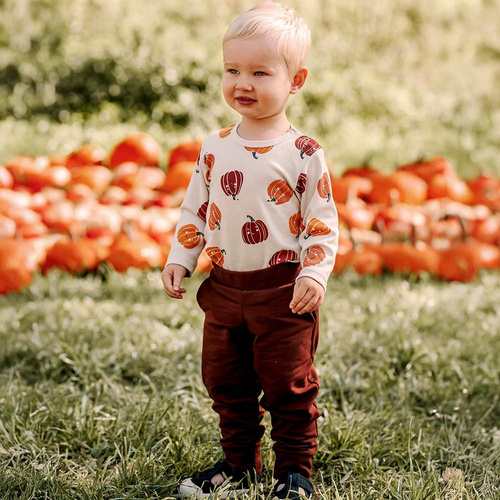 Eevi Body niemowlęce Halloween – bawełna, dynie, ecru