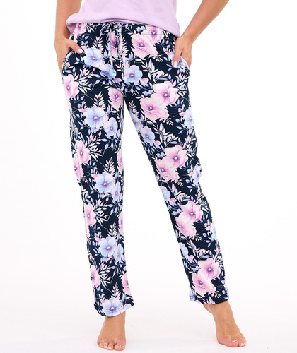 Spodnie do spania damskie 690/48 Cornette | Miękkie, z kieszeniami i wiązaniem w pasie