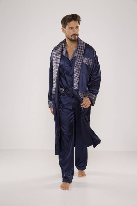 939 Piżama Męska Satyna-granatowy