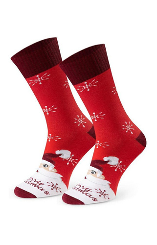 Steven Art.136 czerwony 161 – męskie skarpety świąteczne, kolorowe wzory, bawełniane