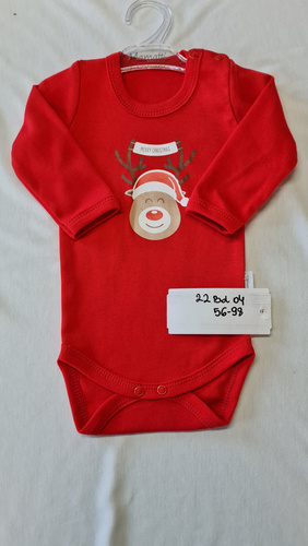 Body z długim rękawem 23BD06 Merry Christmas Mamatti - czerwony