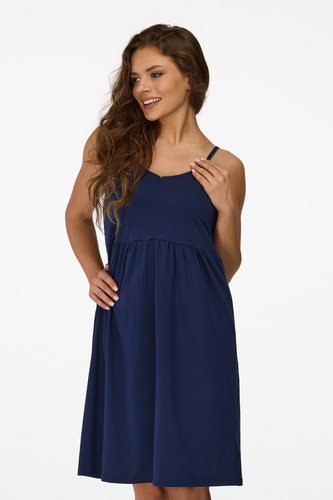 Senizo koszula nocna ciążowa no. 25 granatowy– 100% bawełna, suwak do karmienia, lekki fason