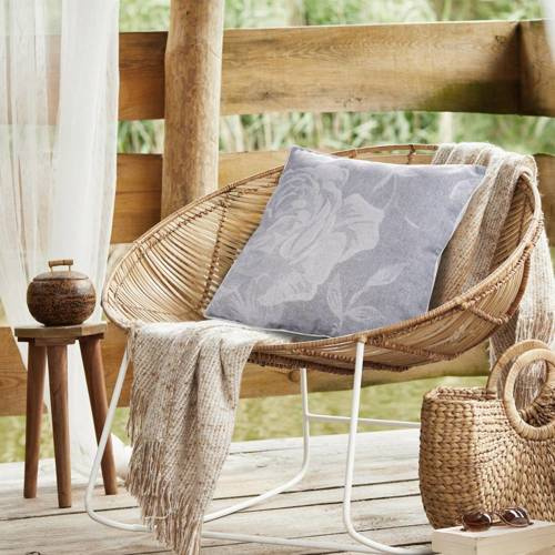 Poszewka dekoracyjna Len 10 z nadrukiem Eurofirany stalowy