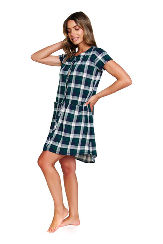 Koszula nocna ciążowa i do karmienia Doctor Nap 9444 | 100% bawełna, polska jakość - emerald