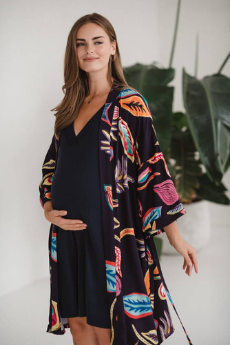 Szlafrok bambusowy Tropical Milk&Love navy 