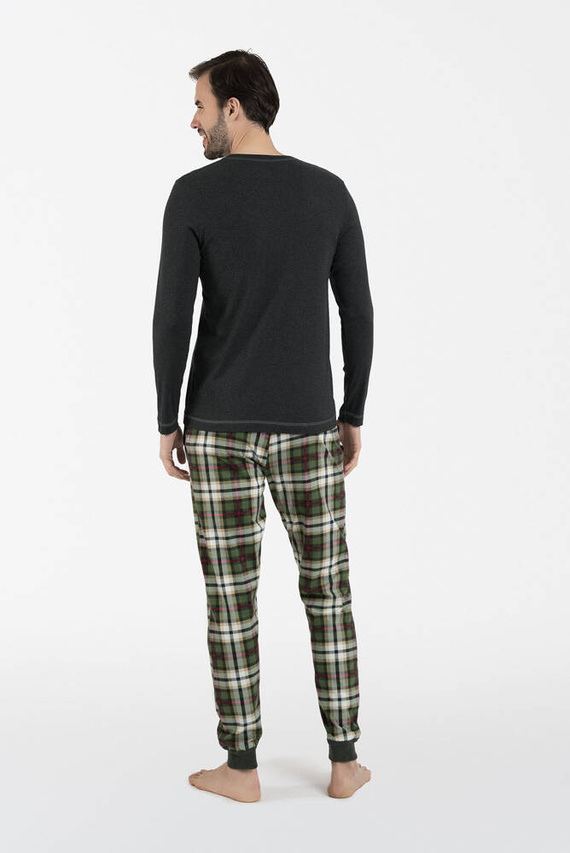Piżama Męska długi rękaw, długie spodnie Seward talian Fashion - c.melanż/druk