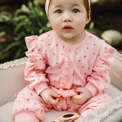 Pajac bez stópek Strawberry & Love Eevi- różowy