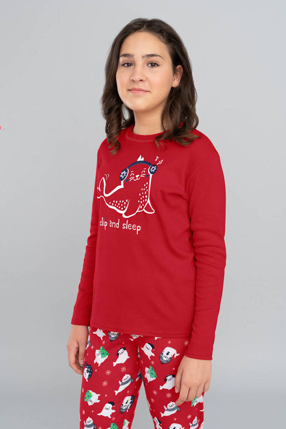 Piżama dziecięca Kasjana Italian Fashion - czerwony/druk czerwony