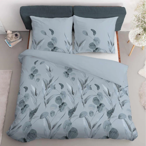 Pościel bawełniana kwiaty 4691 B Detexpol błękitny 