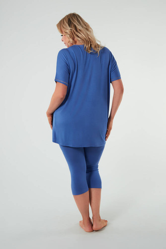Piżama Damska krótki rękaw, 3/4 spodnie Natura Italian Fashion - niebieski 