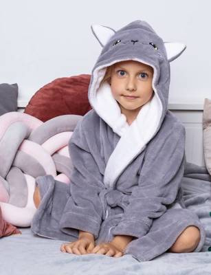 Szlafrok dziecięcy Kitten Kids Delfino Envie grey