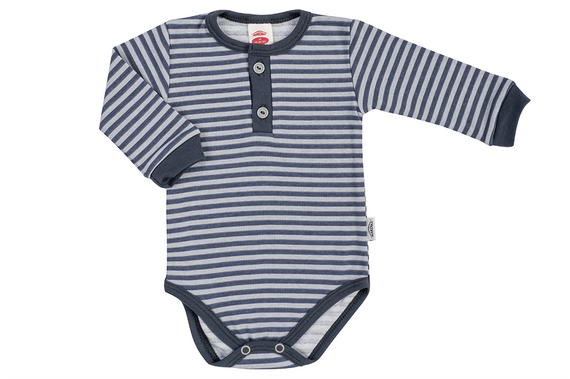Body polo z długim rękawem "Strip Types"  Makoma niebieski 