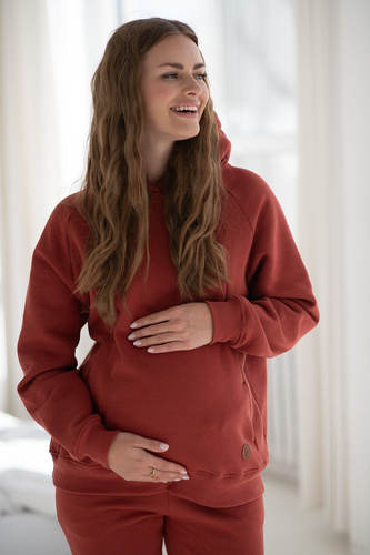 Motherhood Milk&Love – bluza ciążowa oversize z zamkami do karmienia, chili oil, bawełna z meszkiem
