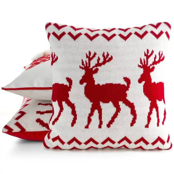 Poszewka świąteczna renifery Chp 87 Eurofirany czerwony/biały