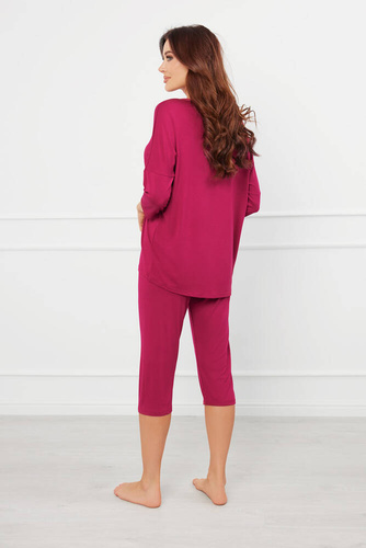 Piżama Damska 3/4 rękaw, 3/4 spodnie Natura Italian Fashion - wino 