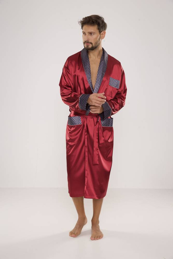 940 Satyna szlafrok męski Forex - bordo